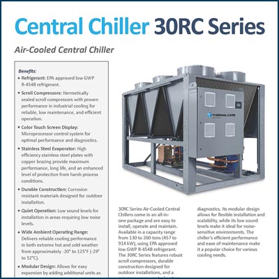 30RC Series outdoor central chiller 130 to 260 ton